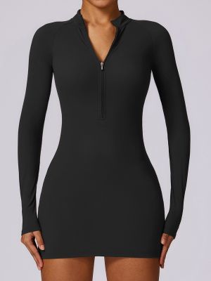 Zipper Nude Tight Athletic Dress