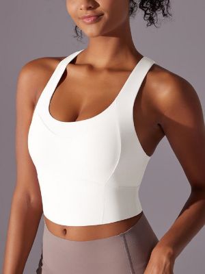 Nude Solid Color Crossover Back Yoga Bra