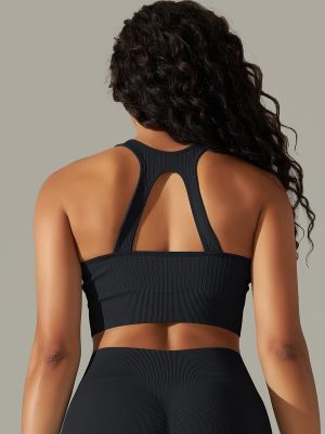 Back Zipper Threaded Yoga Bra