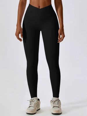 Crossover High Waisted Skinny Threaded Yoga Leggings