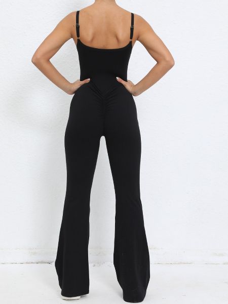 Adjustable Straps Flared One-piece Yoga Bodysuit