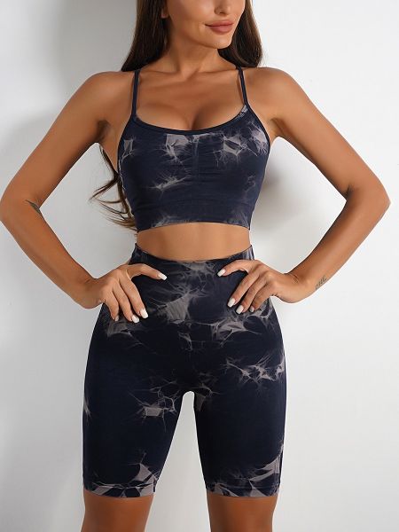 New Seamless Knit Tie-Dye Yoga Set