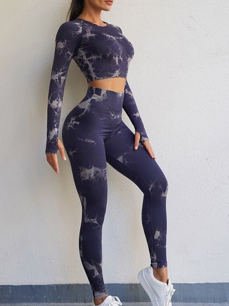 High-waisted Hip-lifting Tight-fitting Breathable Tie-dye Sports Set