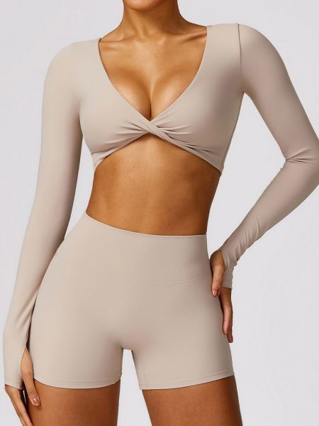 Spring Brushed Long Sleeve Casual Yoga Wear